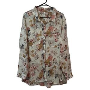 Truth NYC Women’s Floral Button Down Blouse Size 3X Flowy Cottagecore Boho